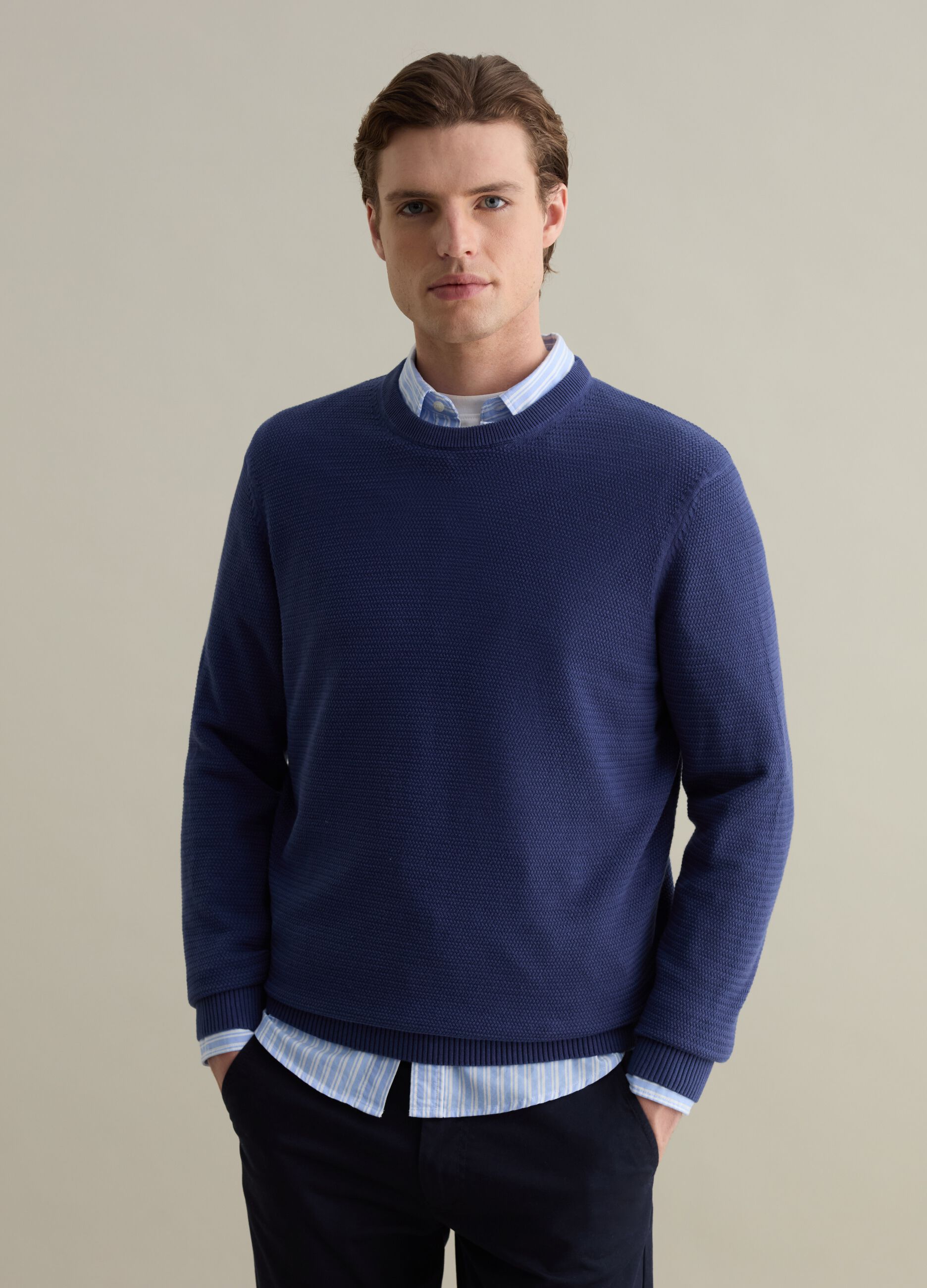 Pullover in cotone con trama ondulata