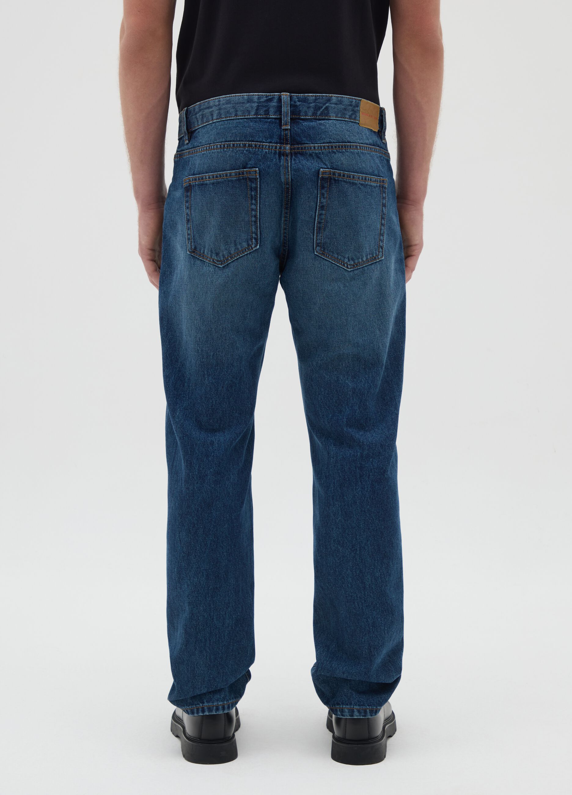 Regular fit blue pure cotton jeans