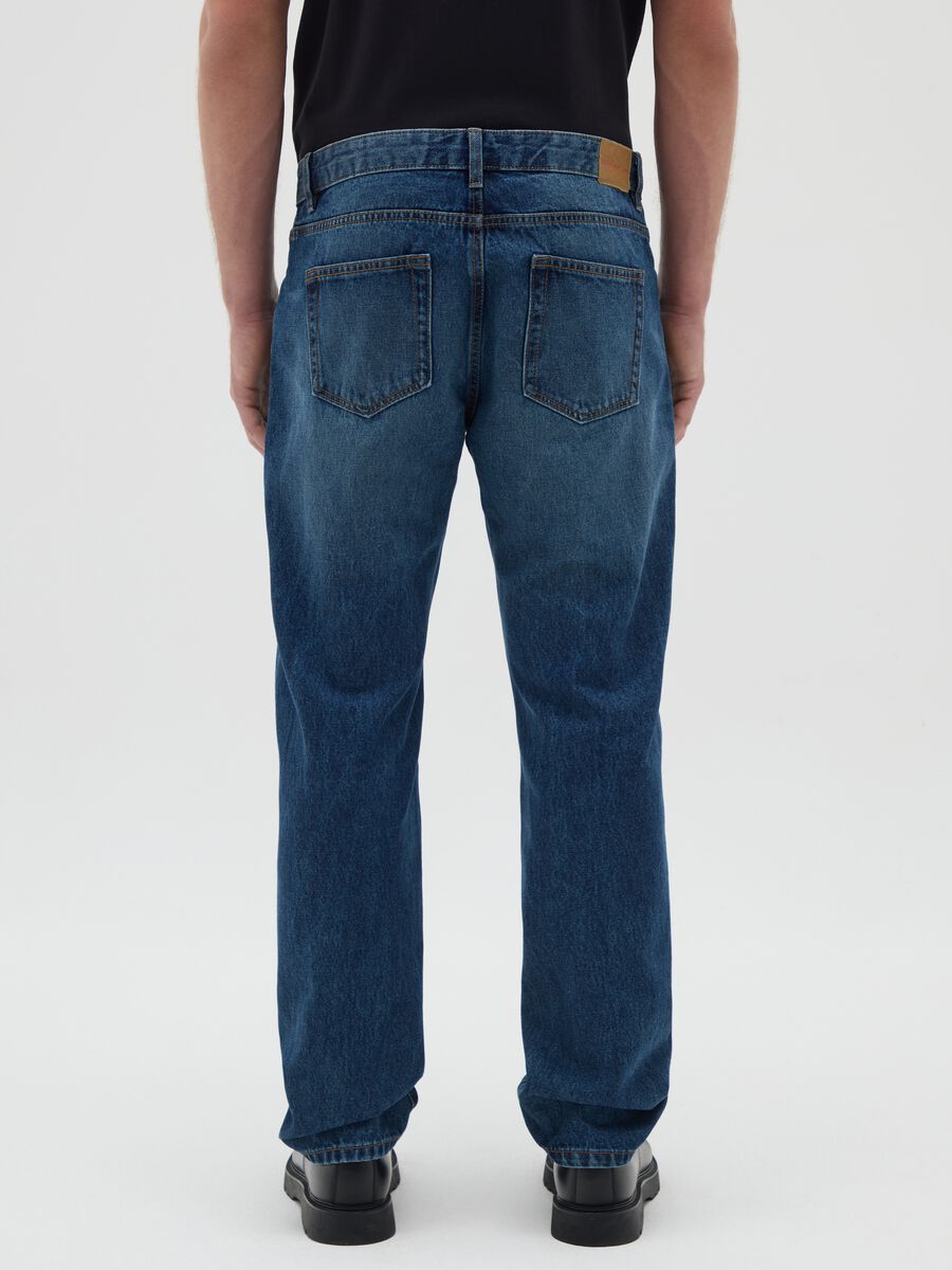 Regular fit blue pure cotton jeans_3