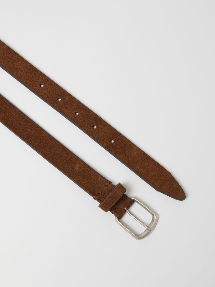Brown Genuine Leather Belt with Metal Buckle_2