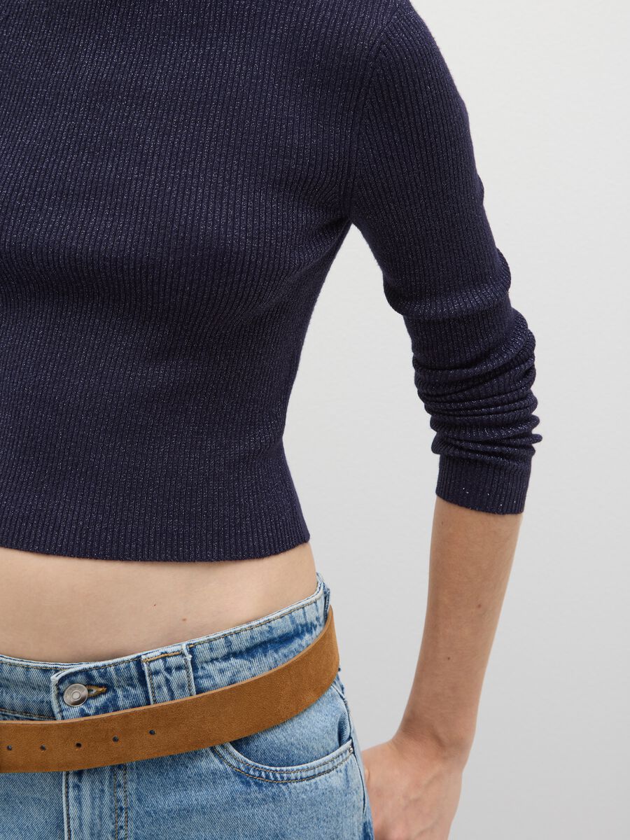 Blue mock neck jumper with fitted fit_3