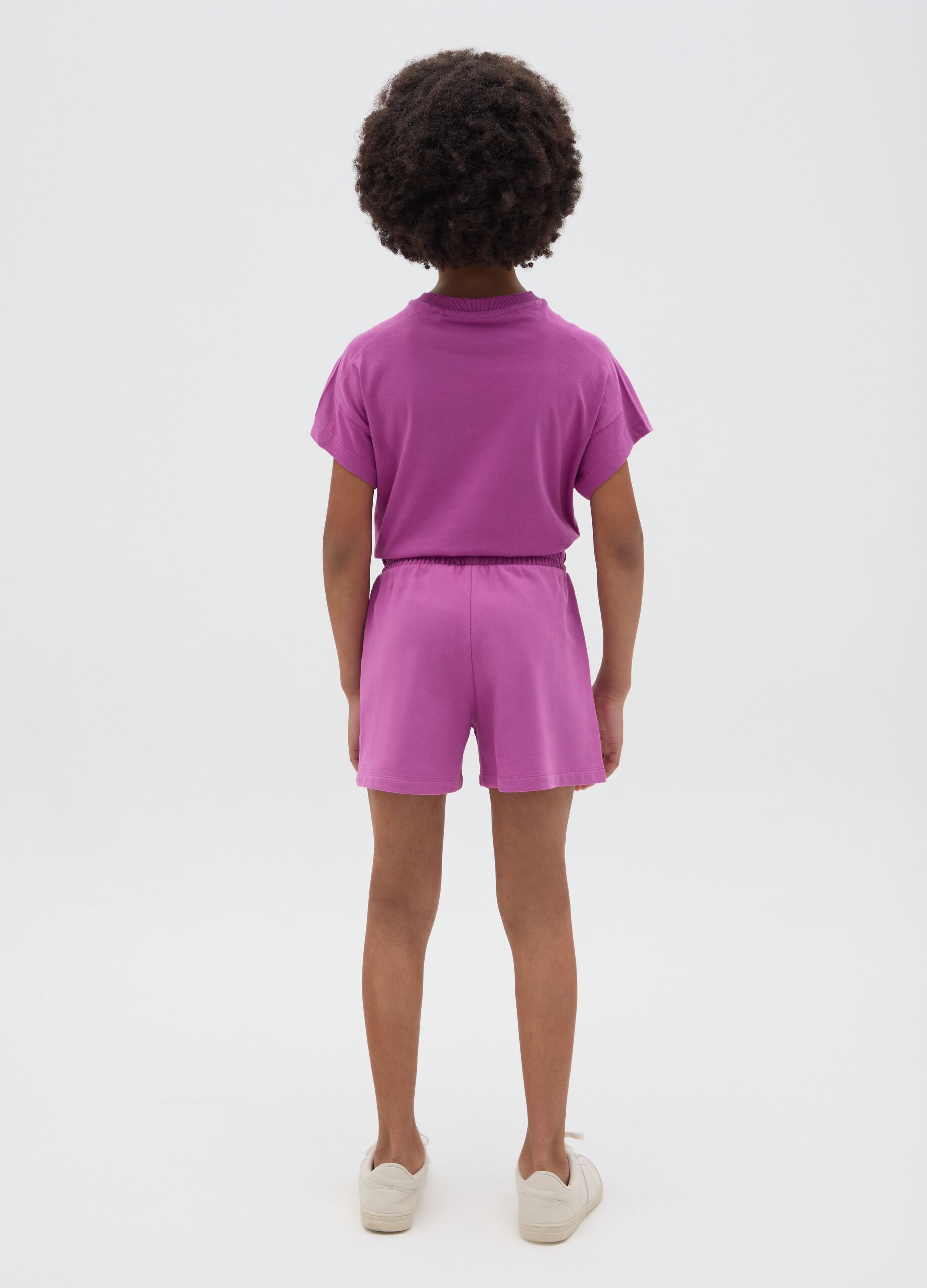 Short da ragazza in puro cotone viola con vita regular