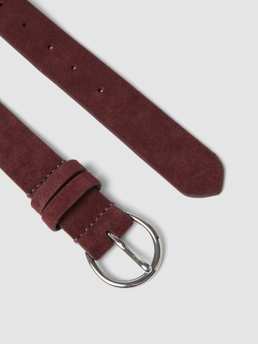 Cintura rossa in vera pelle con fibbia ovale_1