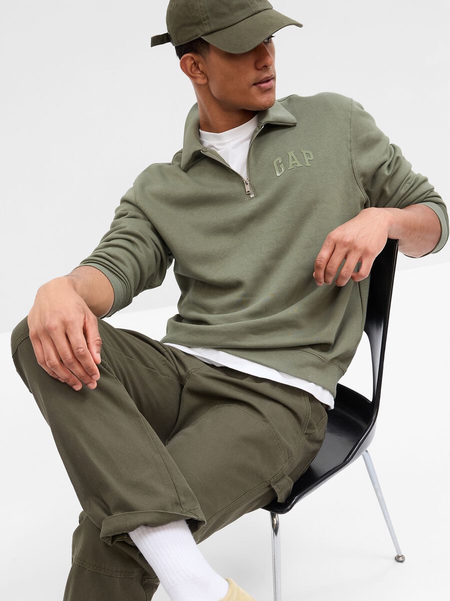 Felpa half-zip stampa logo effetto lucido_0