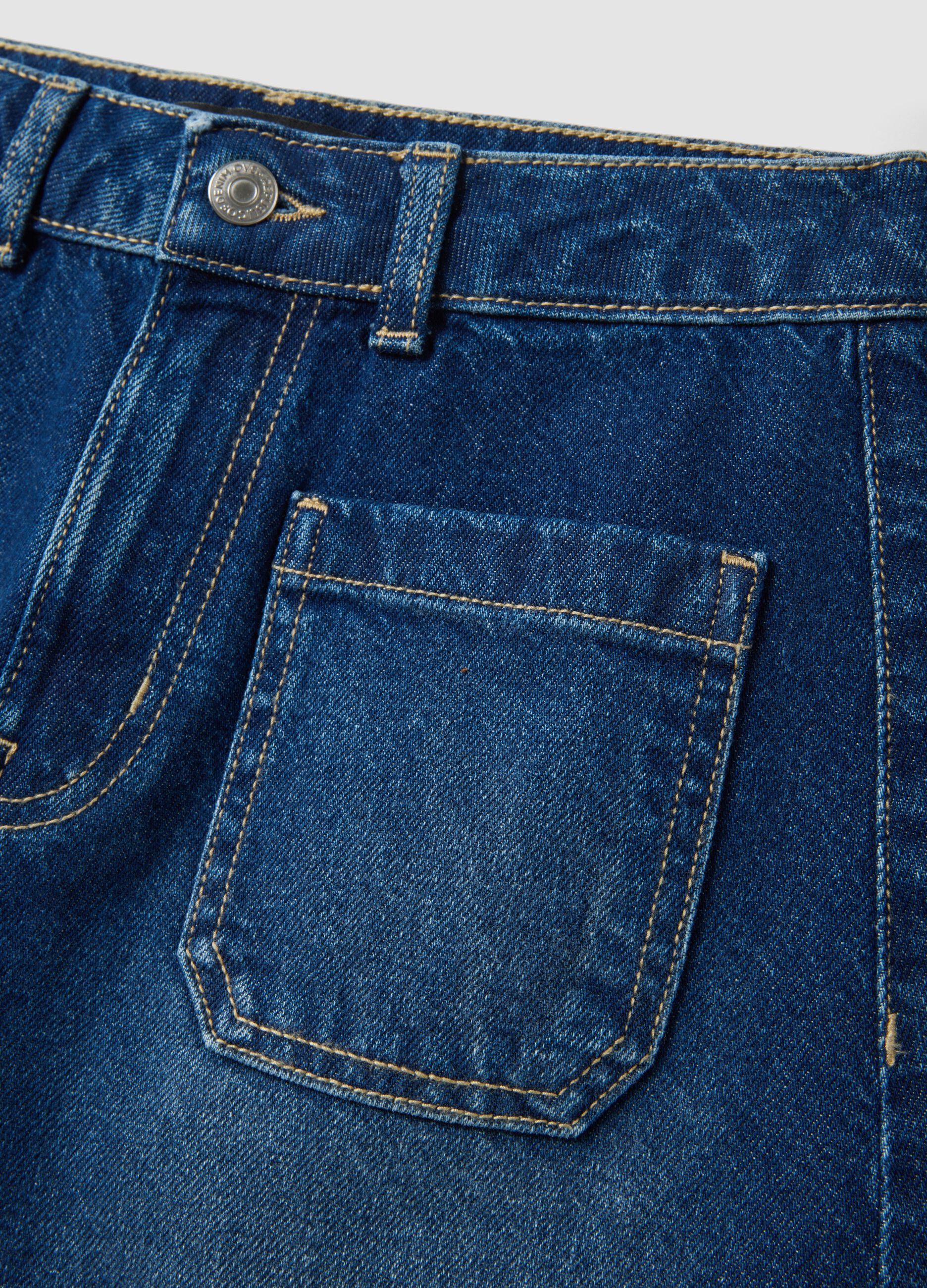 Blue denim Bermuda shorts in pure cotton