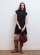 Black relaxed-fit dress with short ruffle sleeves_0
