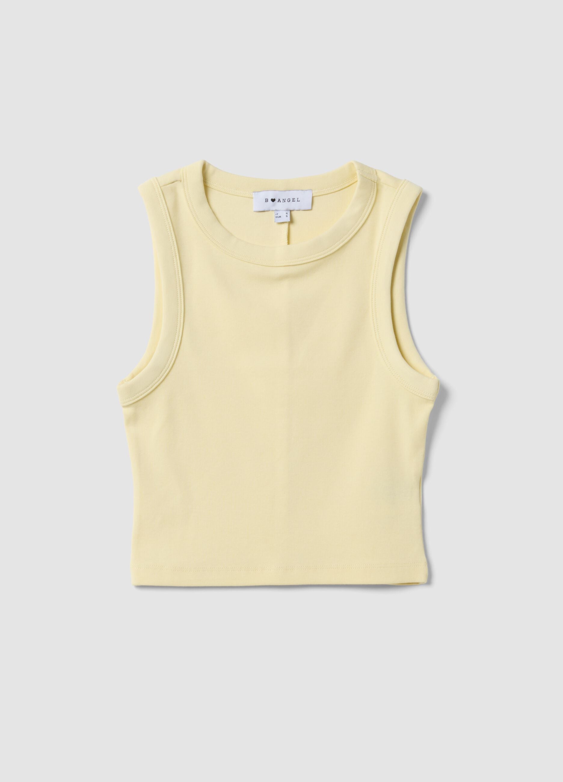 Yellow cropped stretch cotton tank top