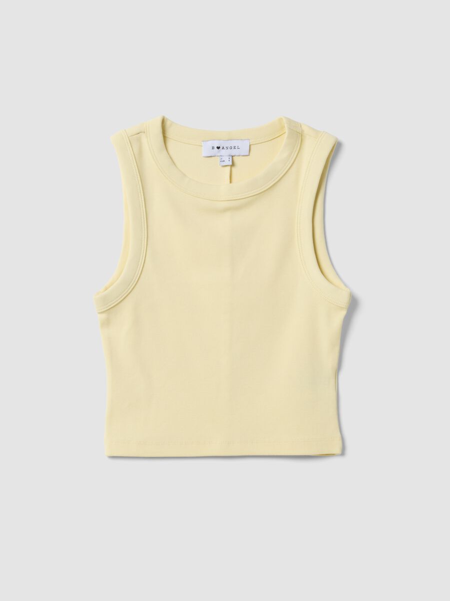 Yellow cropped stretch cotton tank top_4