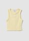 Yellow cropped stretch cotton tank top_4