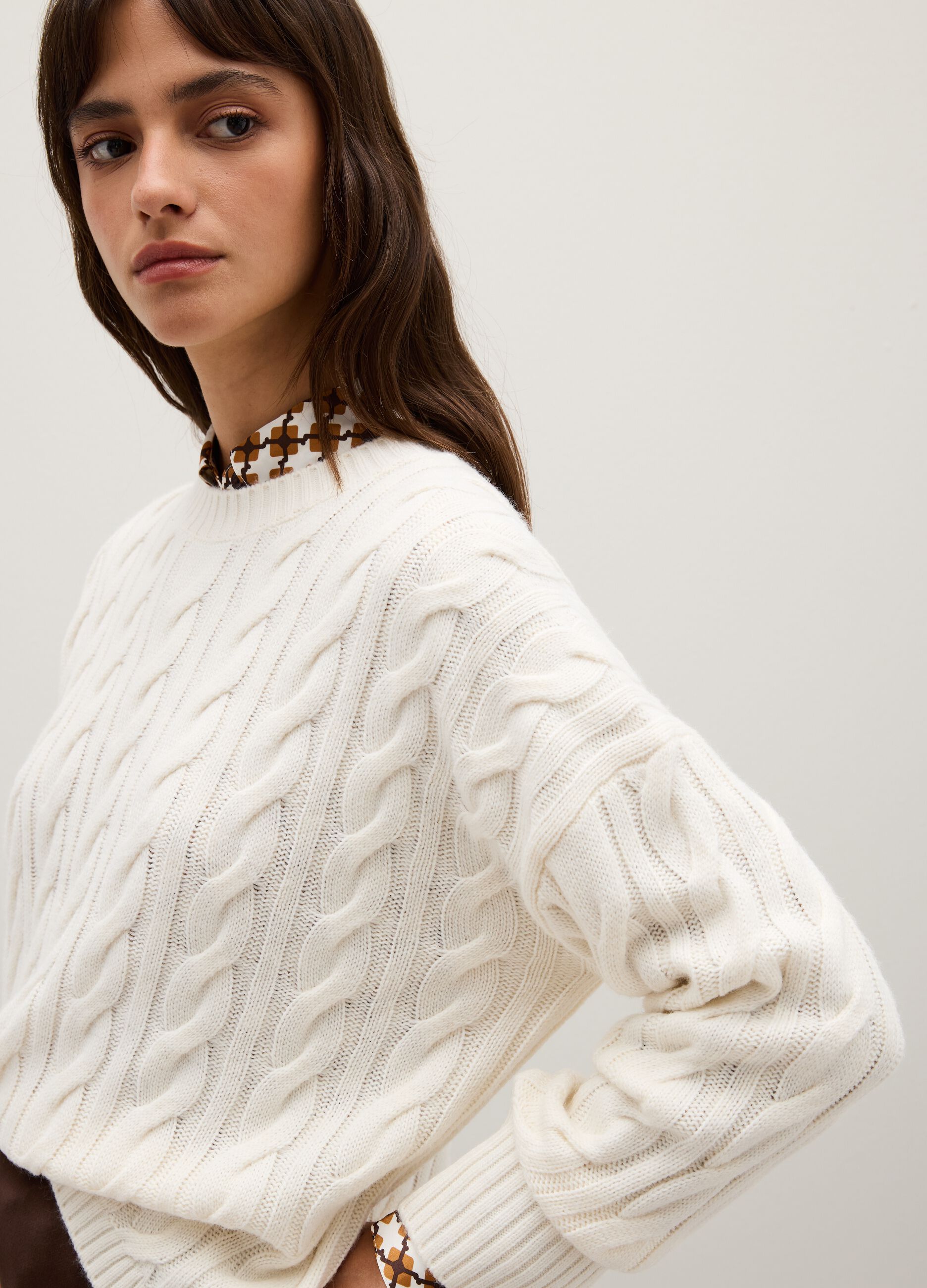 Maglione in misto lana bianco regular fit