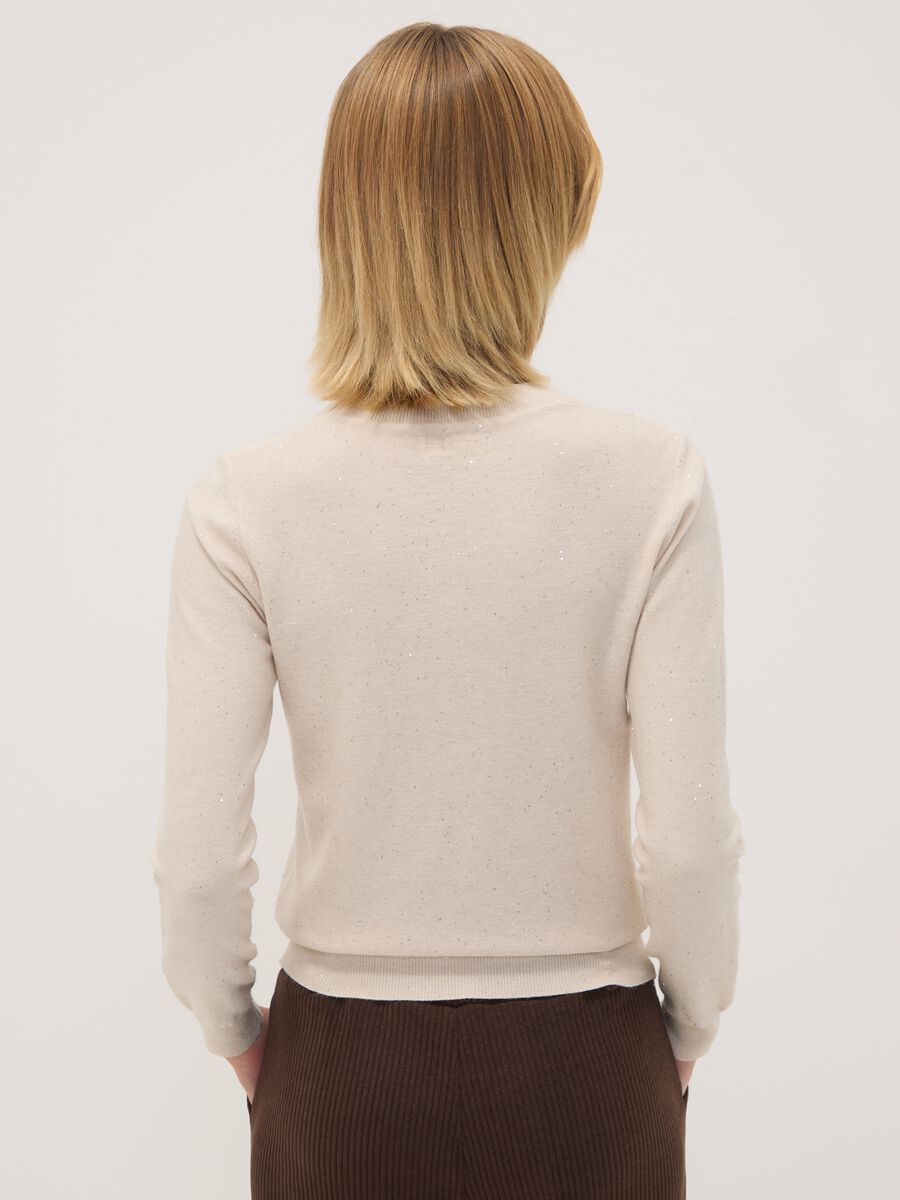 Camel viscose-blend jumper with sequins, regular fit_3