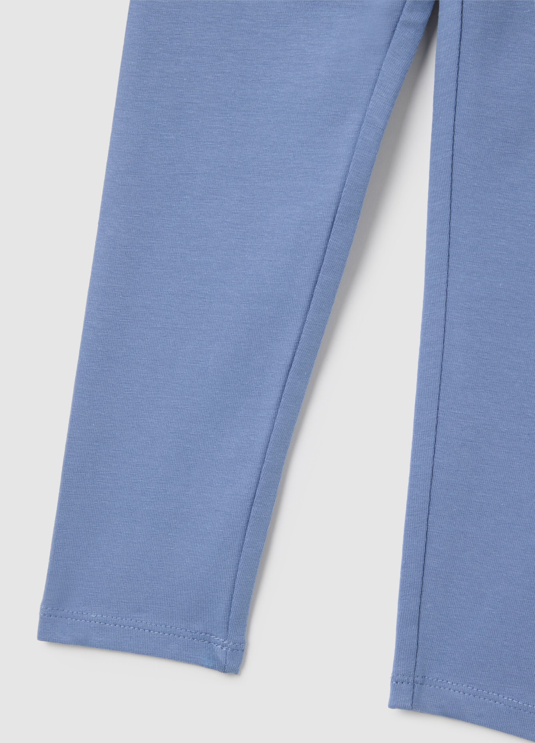 Girls' Blue Stretch Cotton Leggings