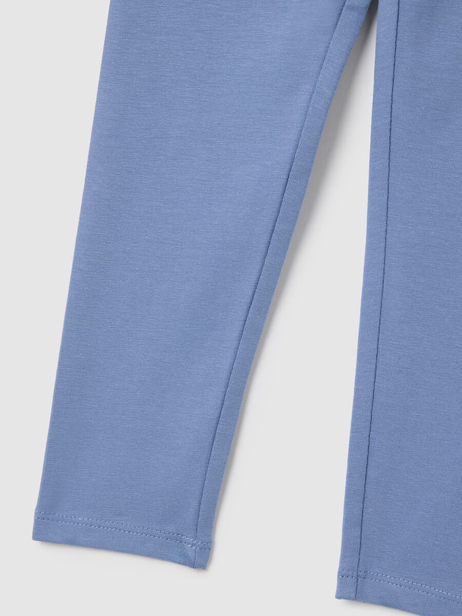 Girls' Blue Stretch Cotton Leggings_3