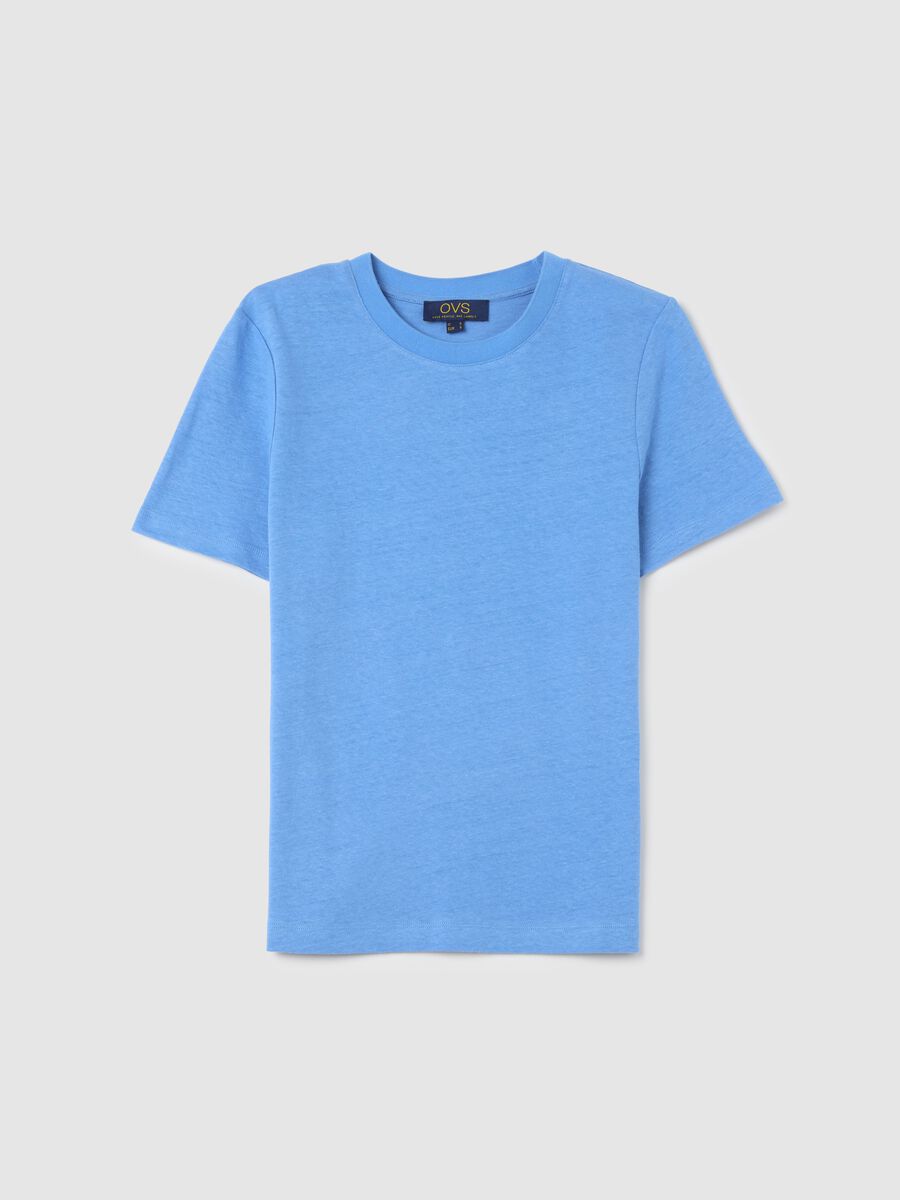 Blue cotton and linen T-shirt_4