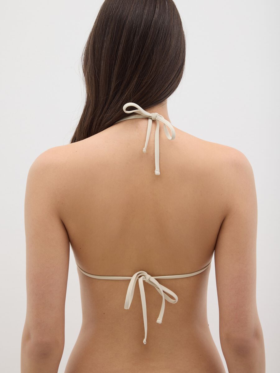 Ivory crochet bikini top in lurex_3