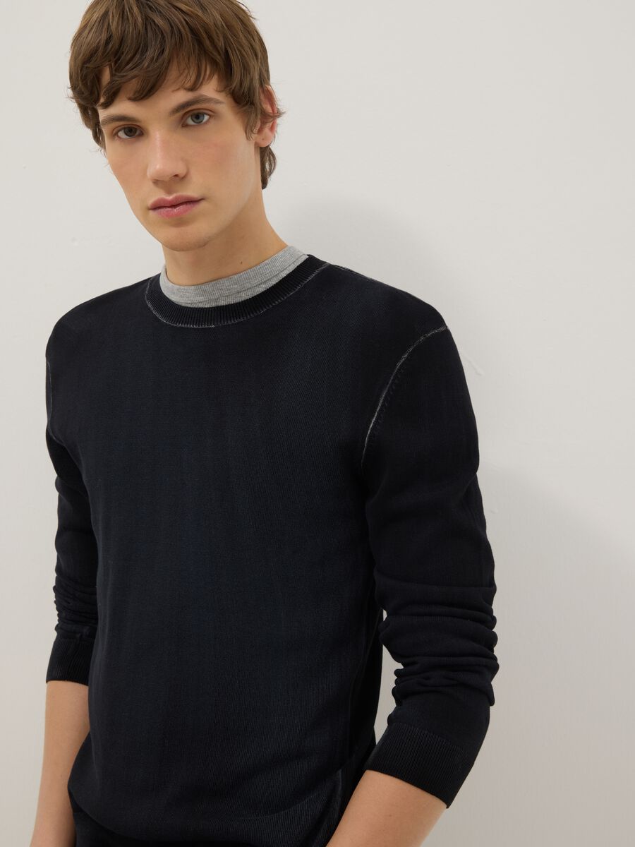 Black Slim Fit Pure Cotton Sweater_3