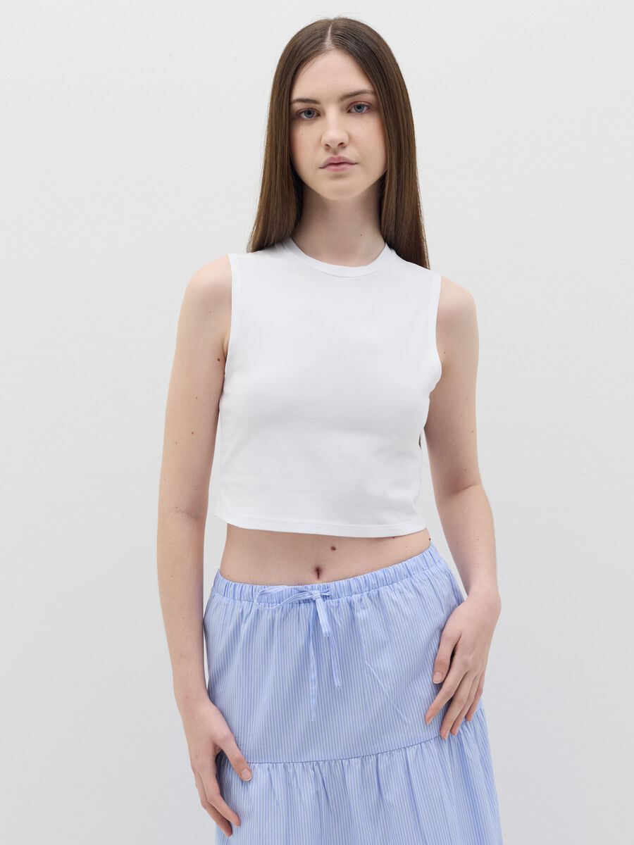 White cropped tank top_0