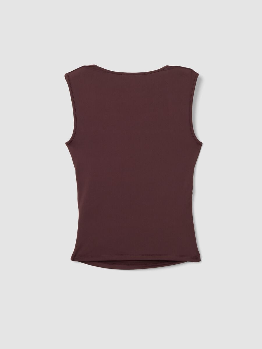 Red stretch tank top with side ruching_5