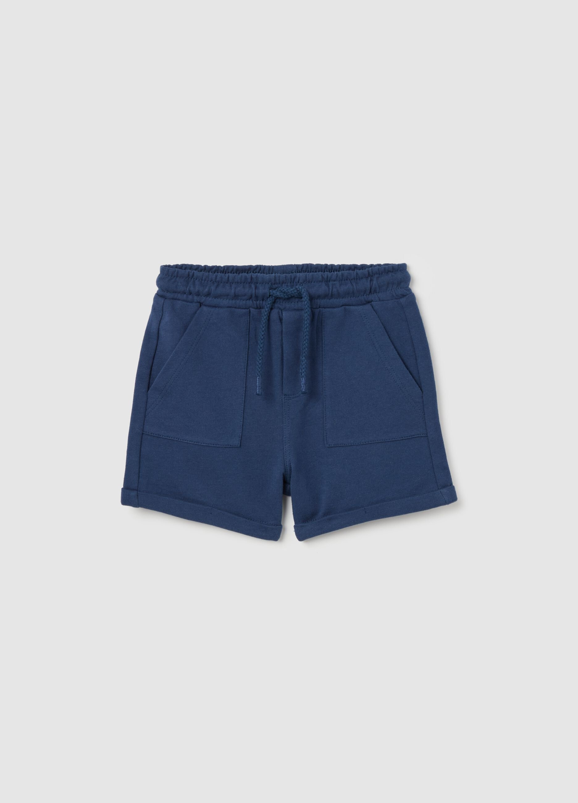 Bermuda shorts in French terry with drawstring