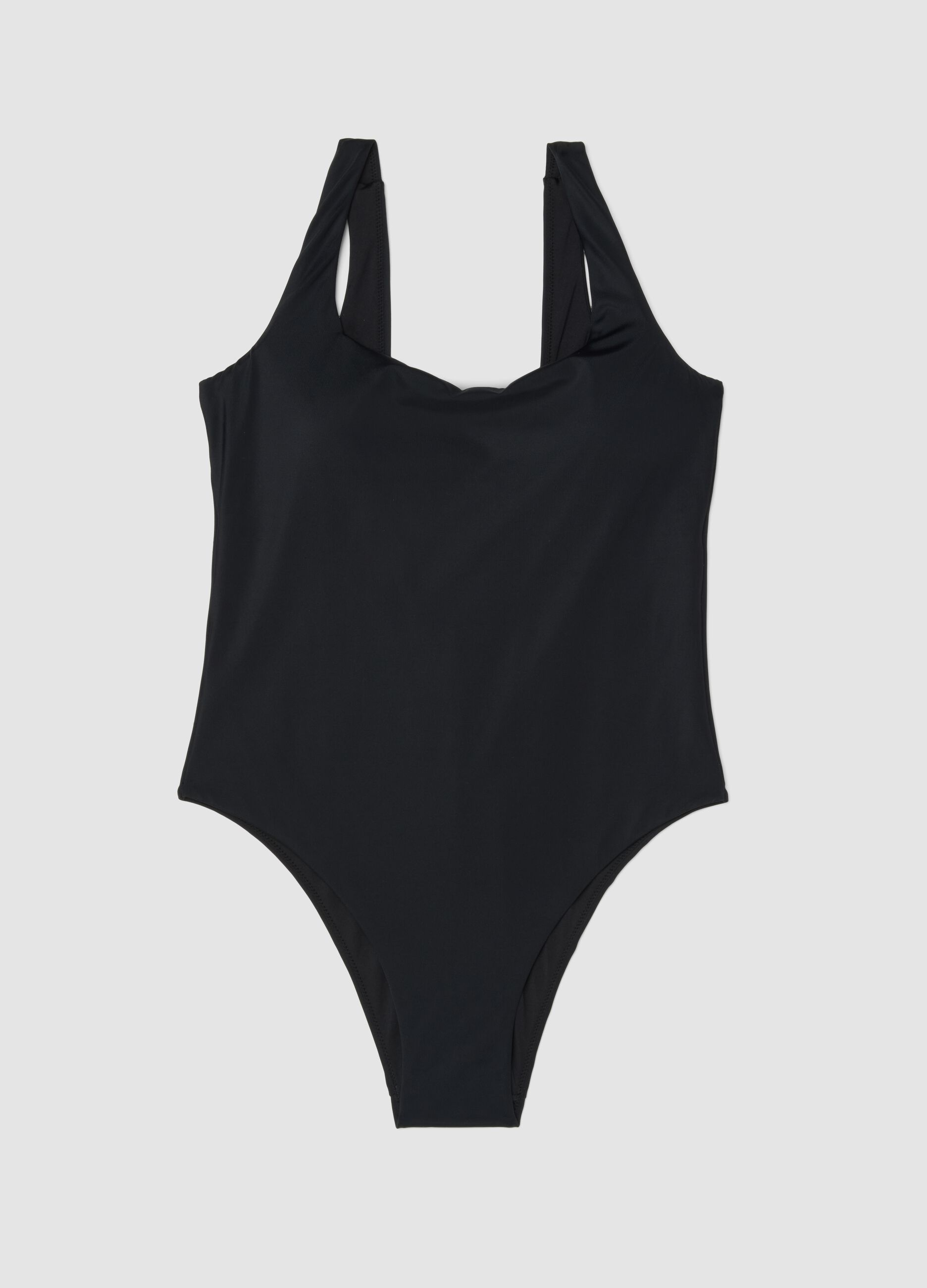 Black Stretch One-Piece Swimsuit with Padding