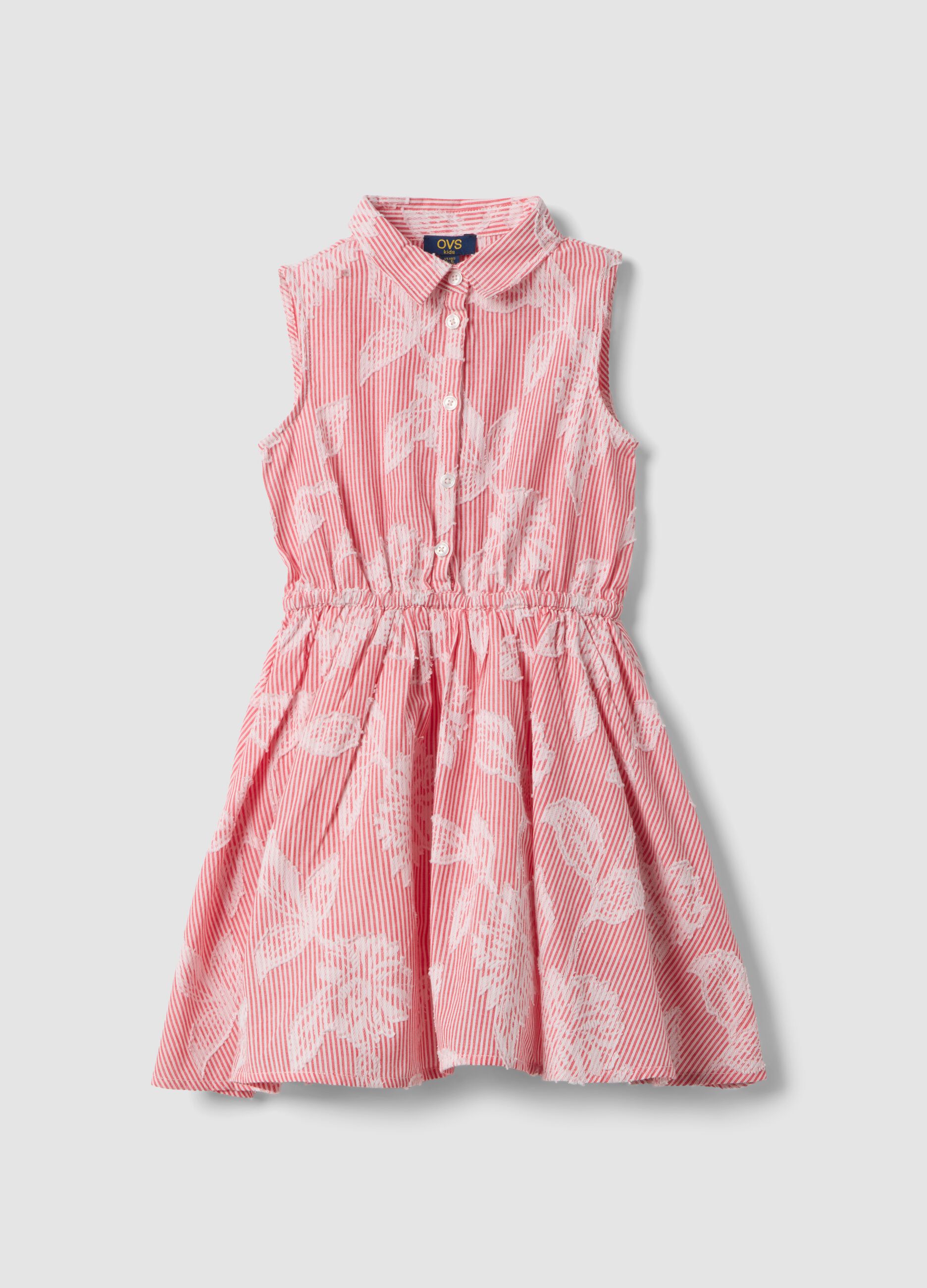Girls&rsquo; pure cotton pink striped dress
