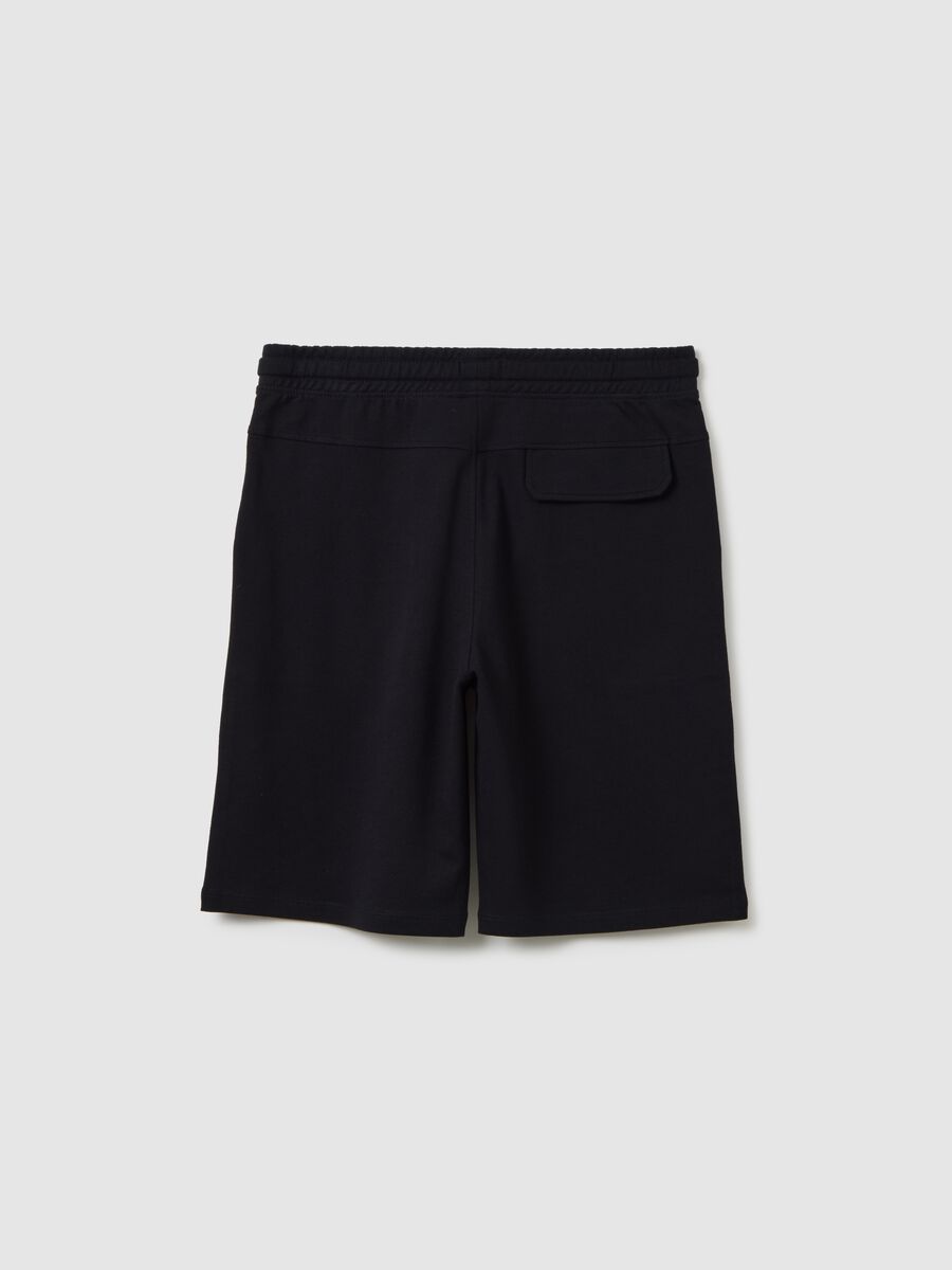 Boy's regular fit pure cotton black shorts with logo_4