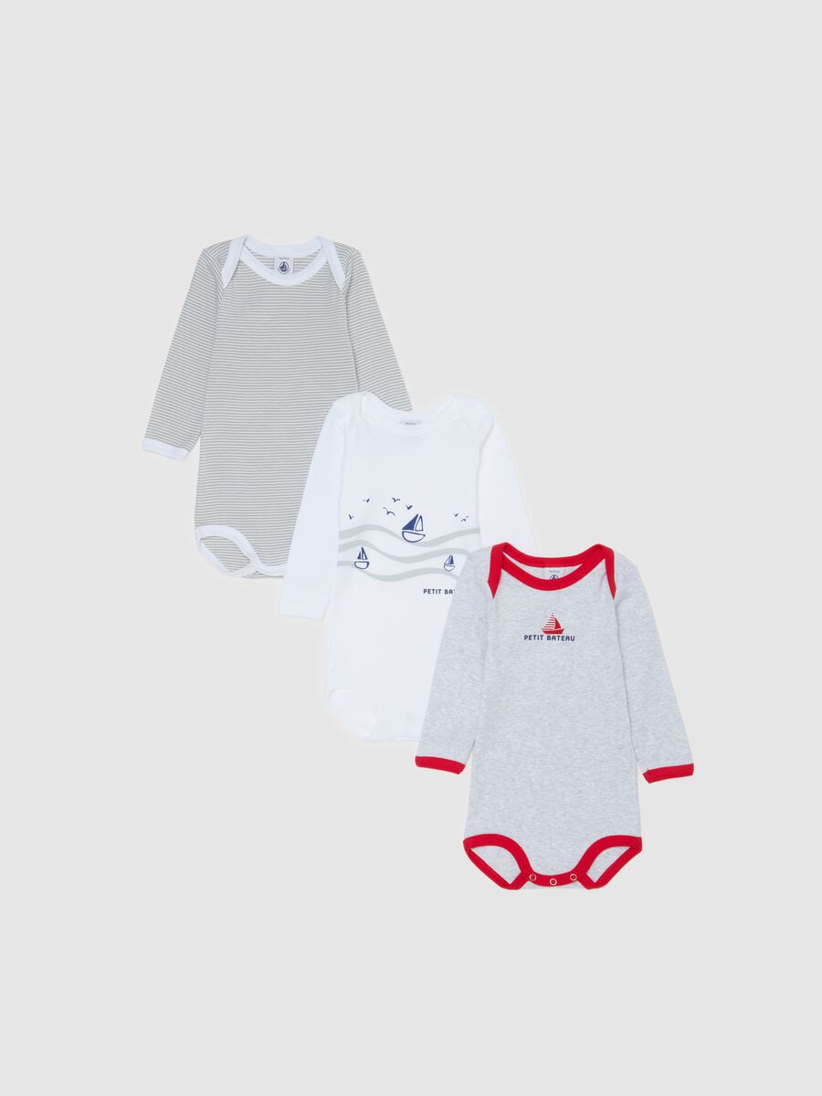 Three-pack long-sleeved bodysuits with stripes_0