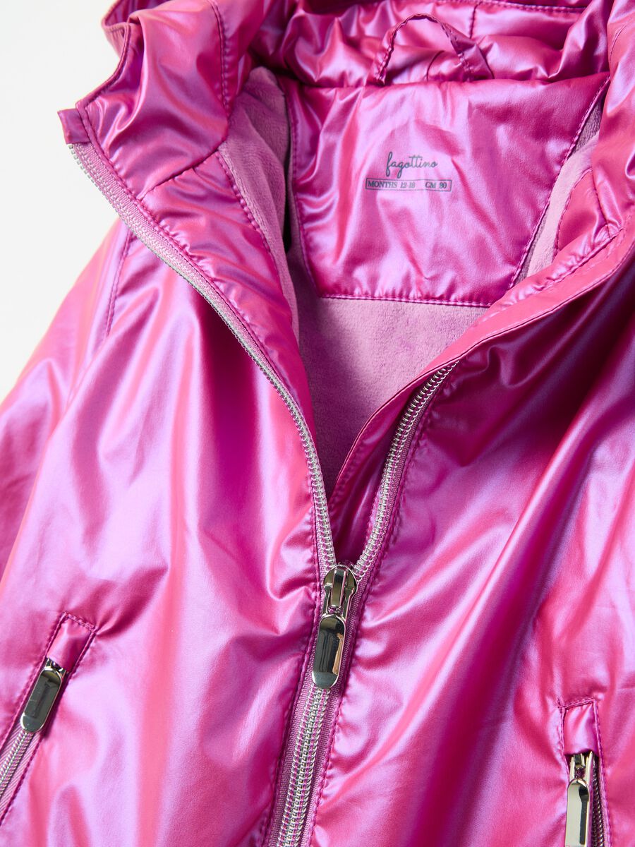 Shiny waterproof jacket with hood_2