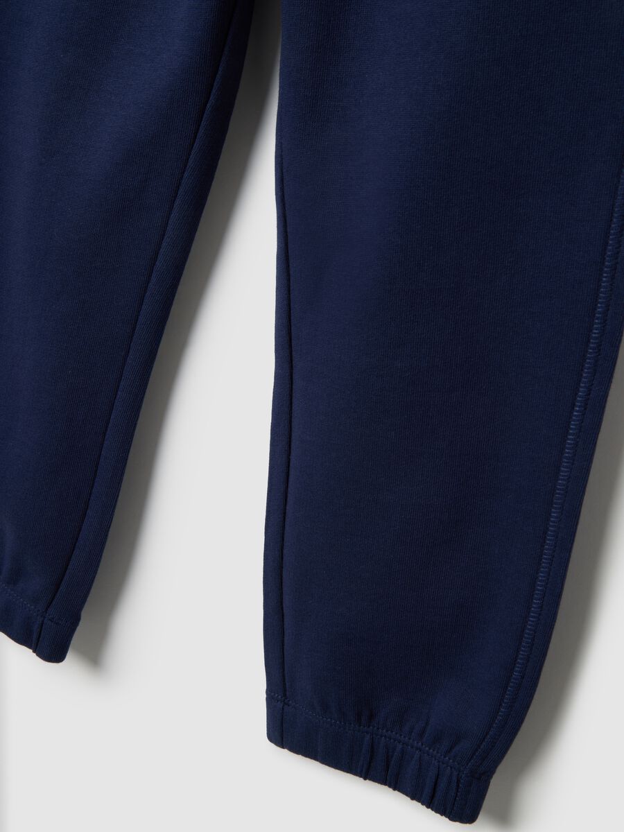 Children's blue jogger trousers in pure cotton with regular fit and logo_3