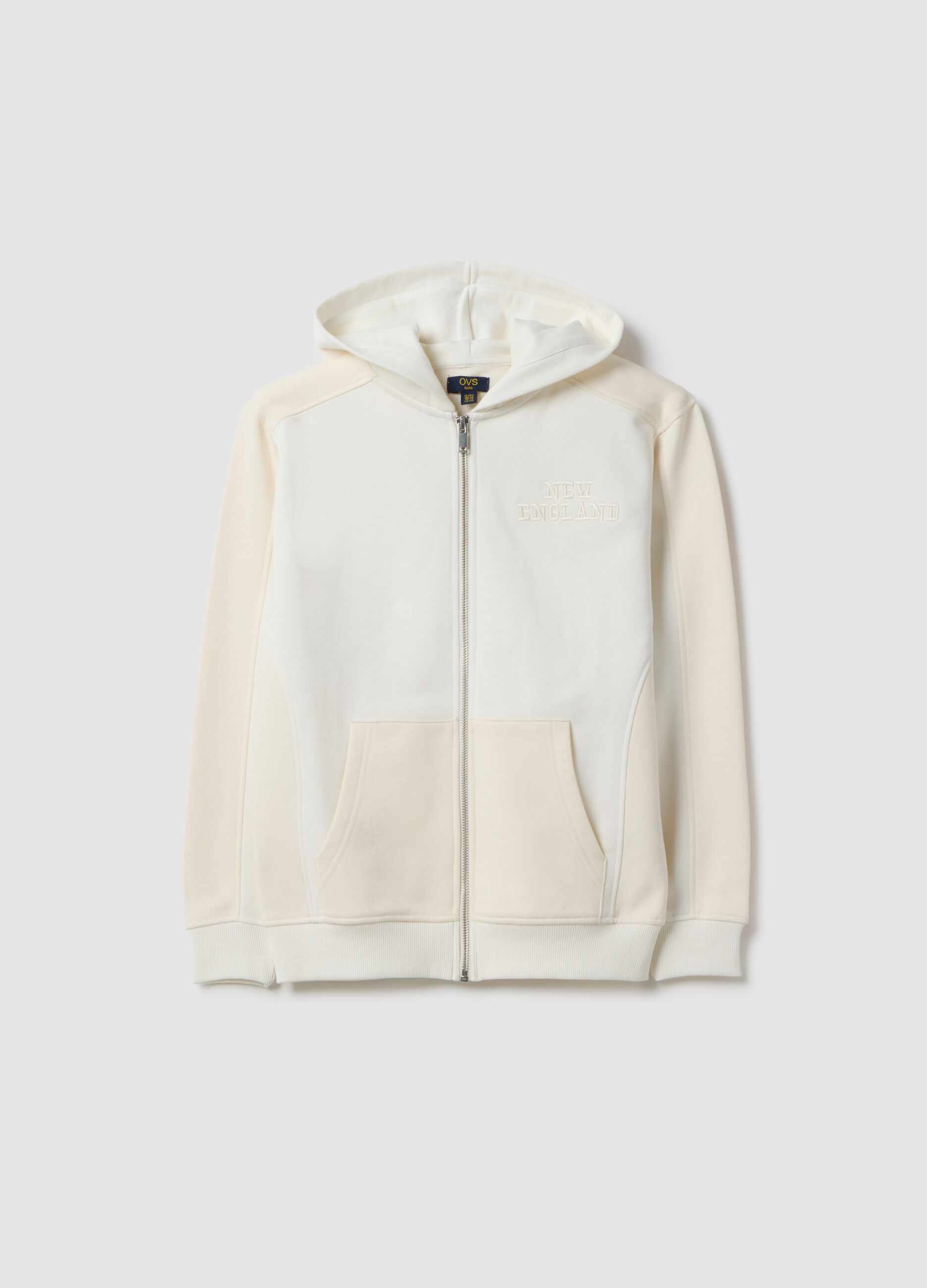 Boys' white pure cotton hoodie relaxed fit