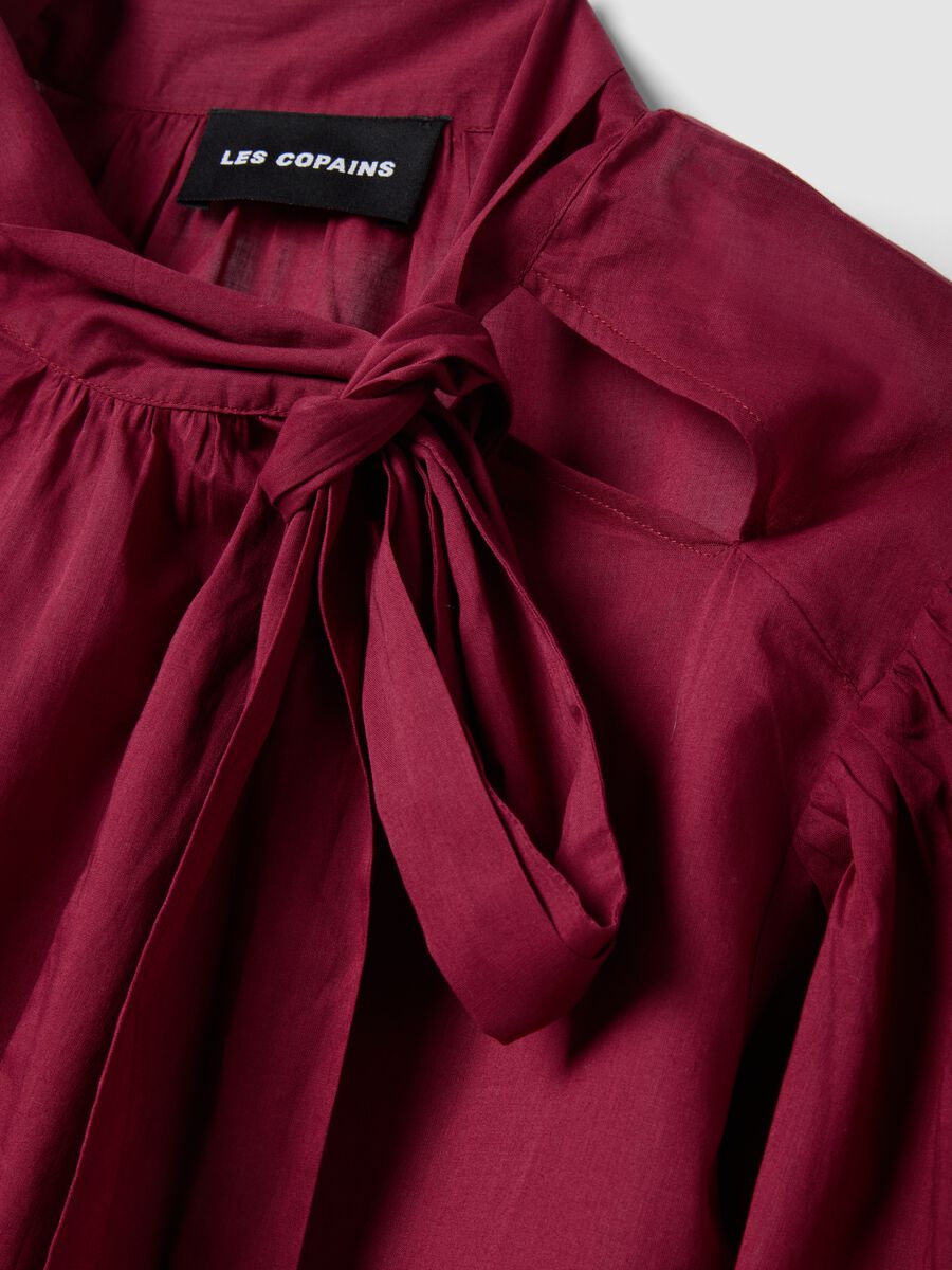 Blusa in puro cotone rossa regular fit con fiocco_5