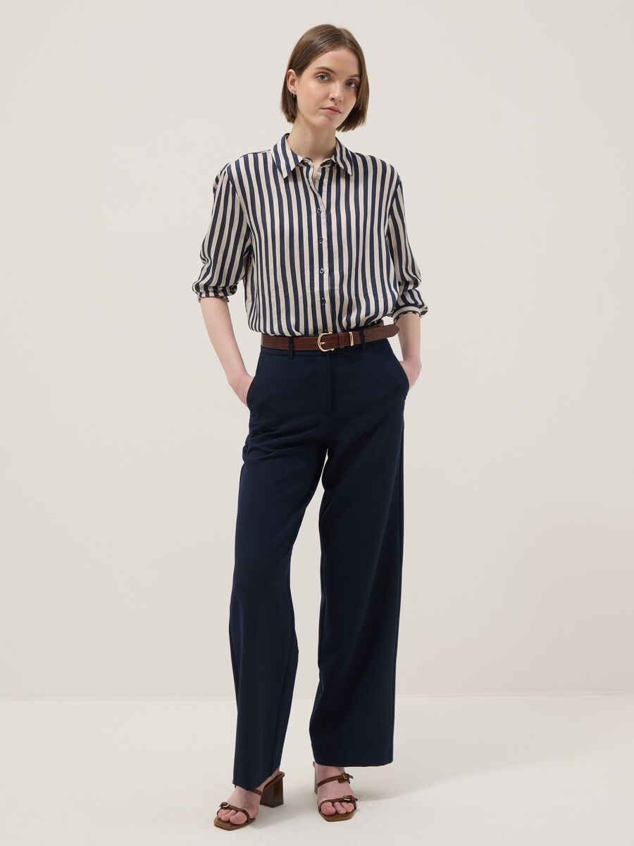 Camicia a righe multicolor regular fit con colletto classico e bottoni_2