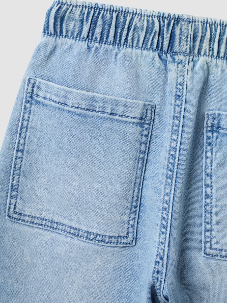Pantaloni jogger denim azzurri in cotone elasticizzato per bambino relaxed fit_3