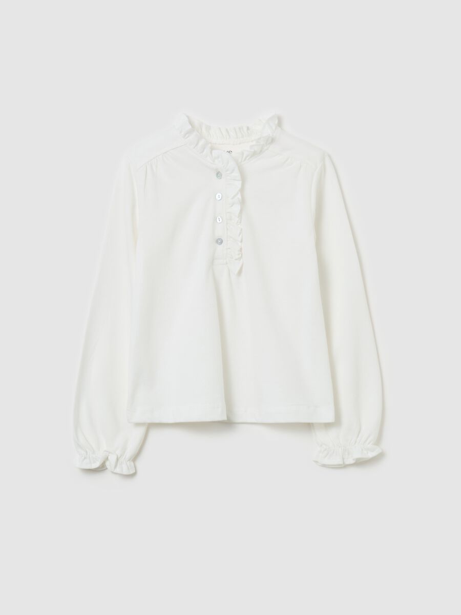 Long-sleeved T-shirt with frills_0