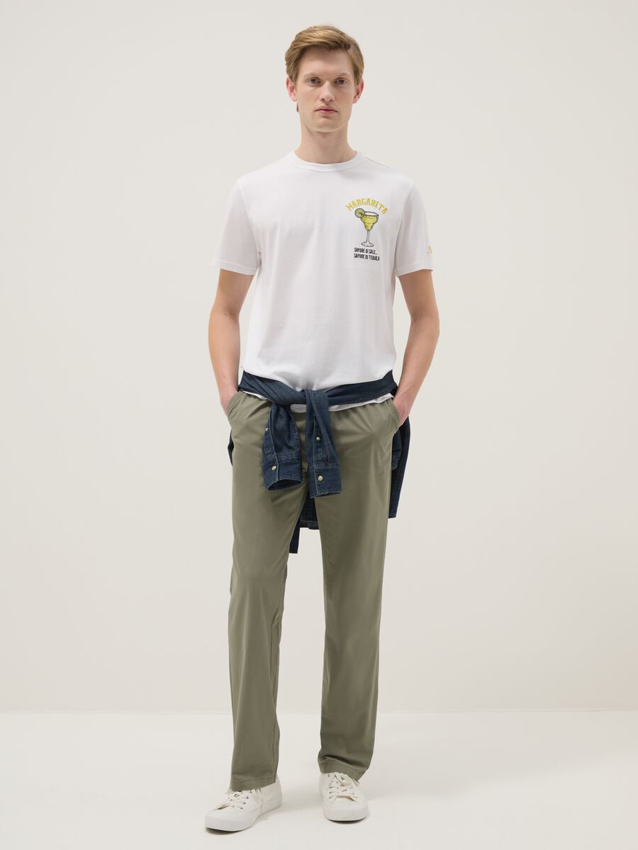 White pure cotton regular fit T-shirt with Margarita print_1
