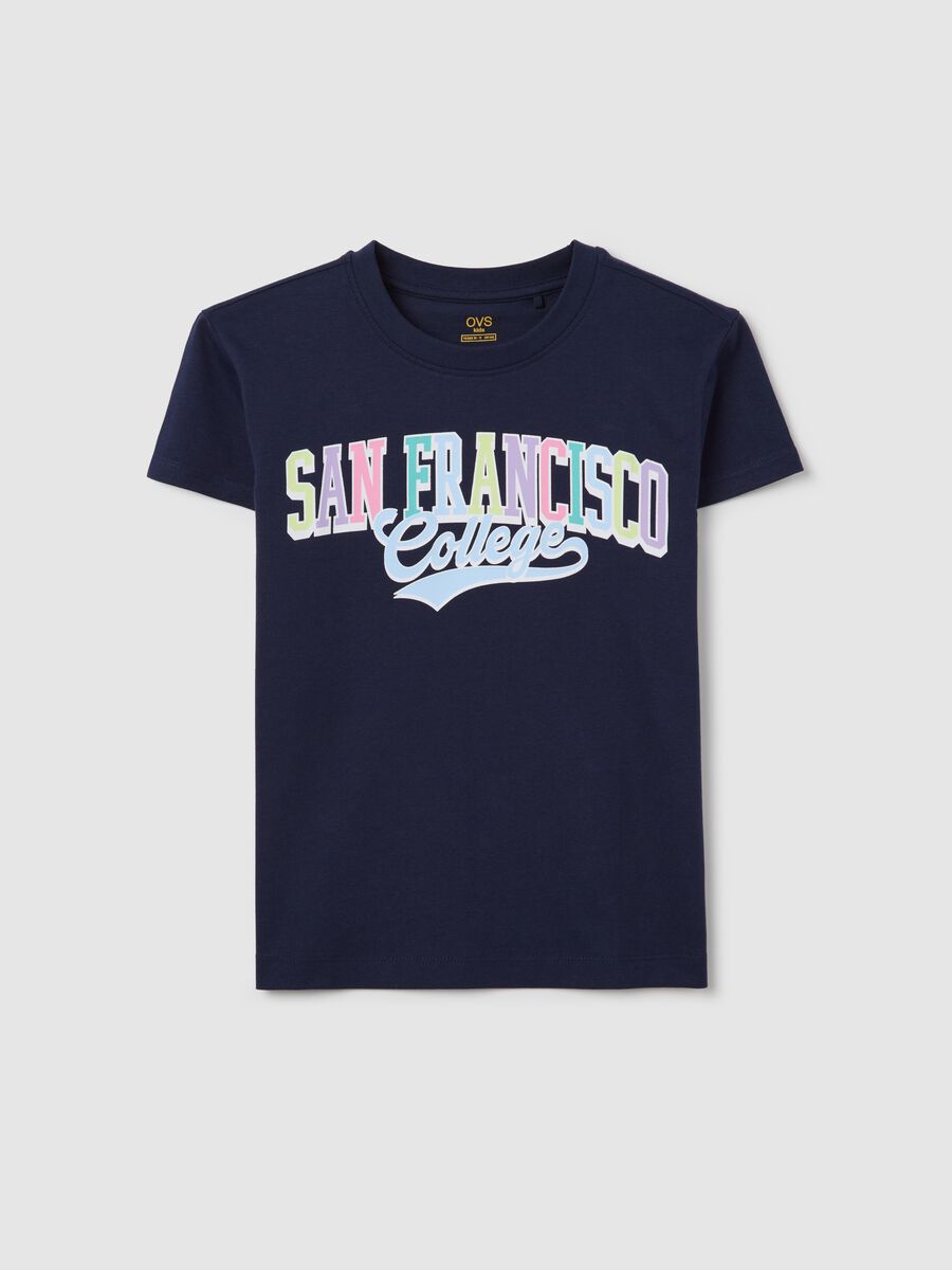 T-shirt nera in cotone con stampa lettering_3