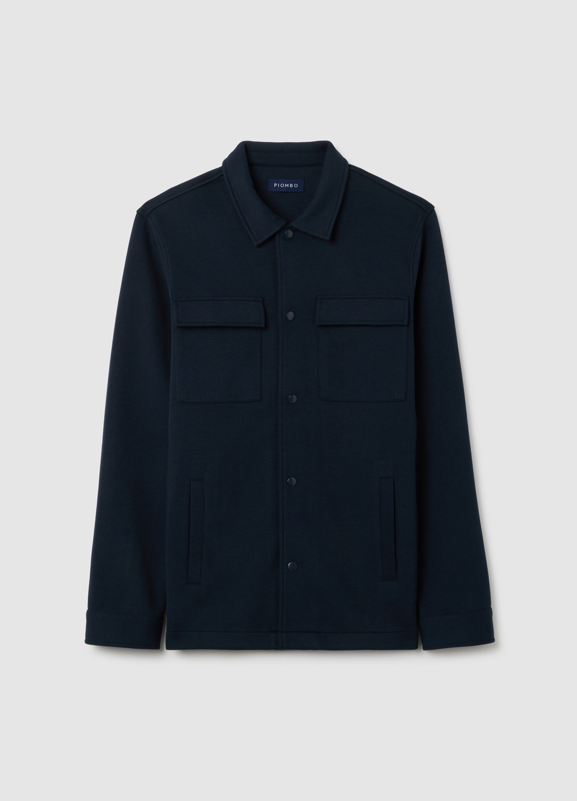 Blue Cotton-Blend Sweatshirt with Buttons