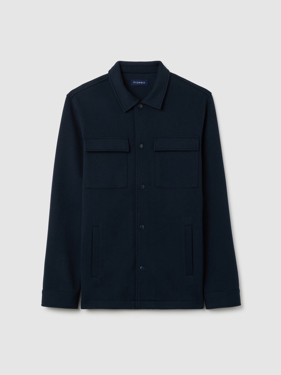 Blue Cotton-Blend Sweatshirt with Buttons_0