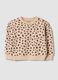 Beige pure cotton crew-neck sweatshirt with animal print_0