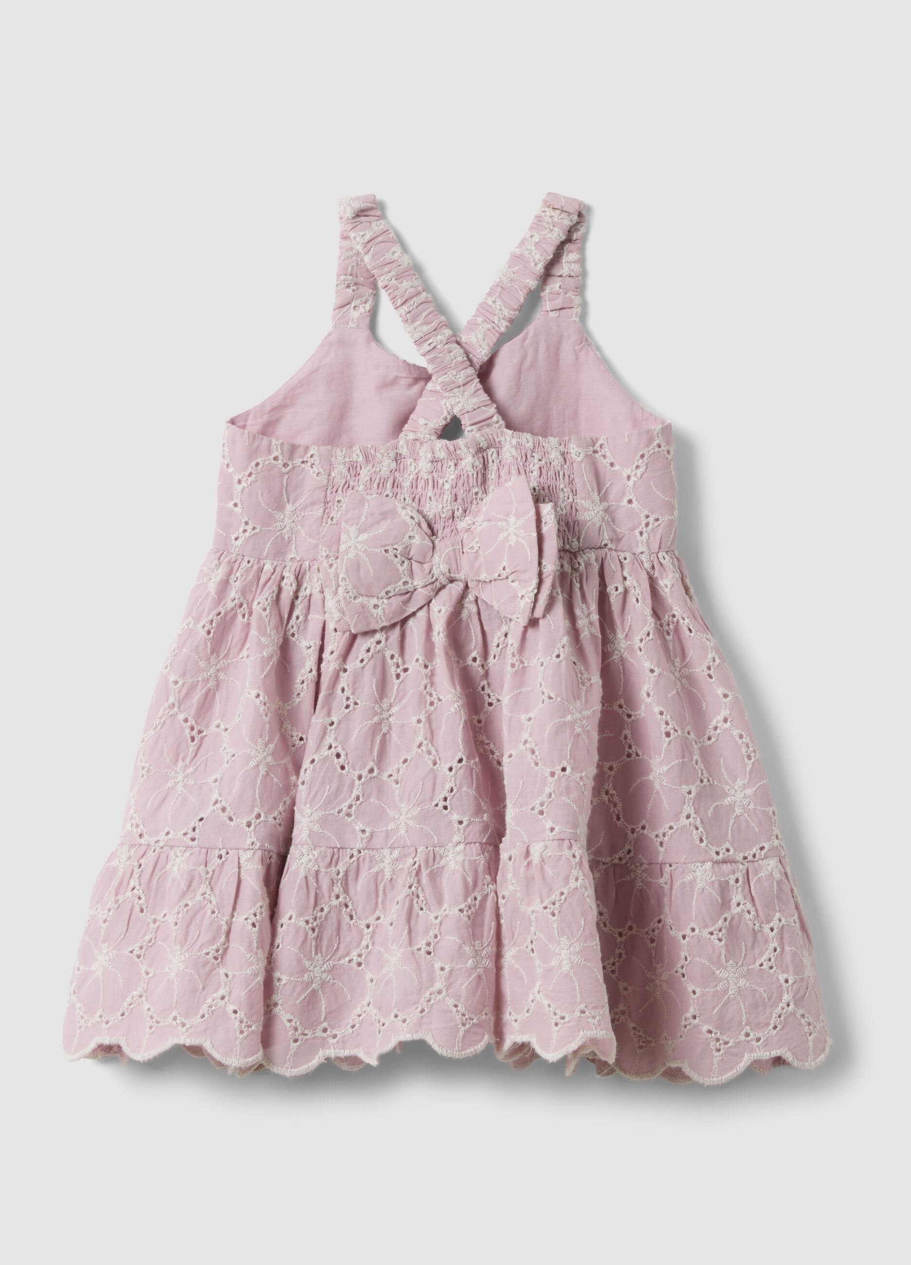 Pink pure cotton broderie anglaise dress
