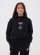 Black cotton-blend hoodie for girls, regular fit_1