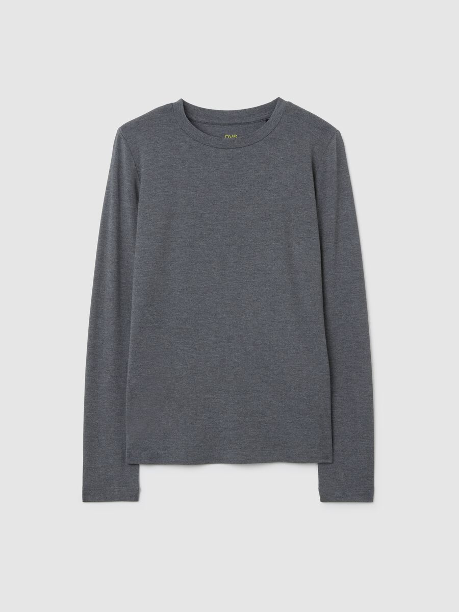 Grey long-sleeve shirt in stretch viscose_4