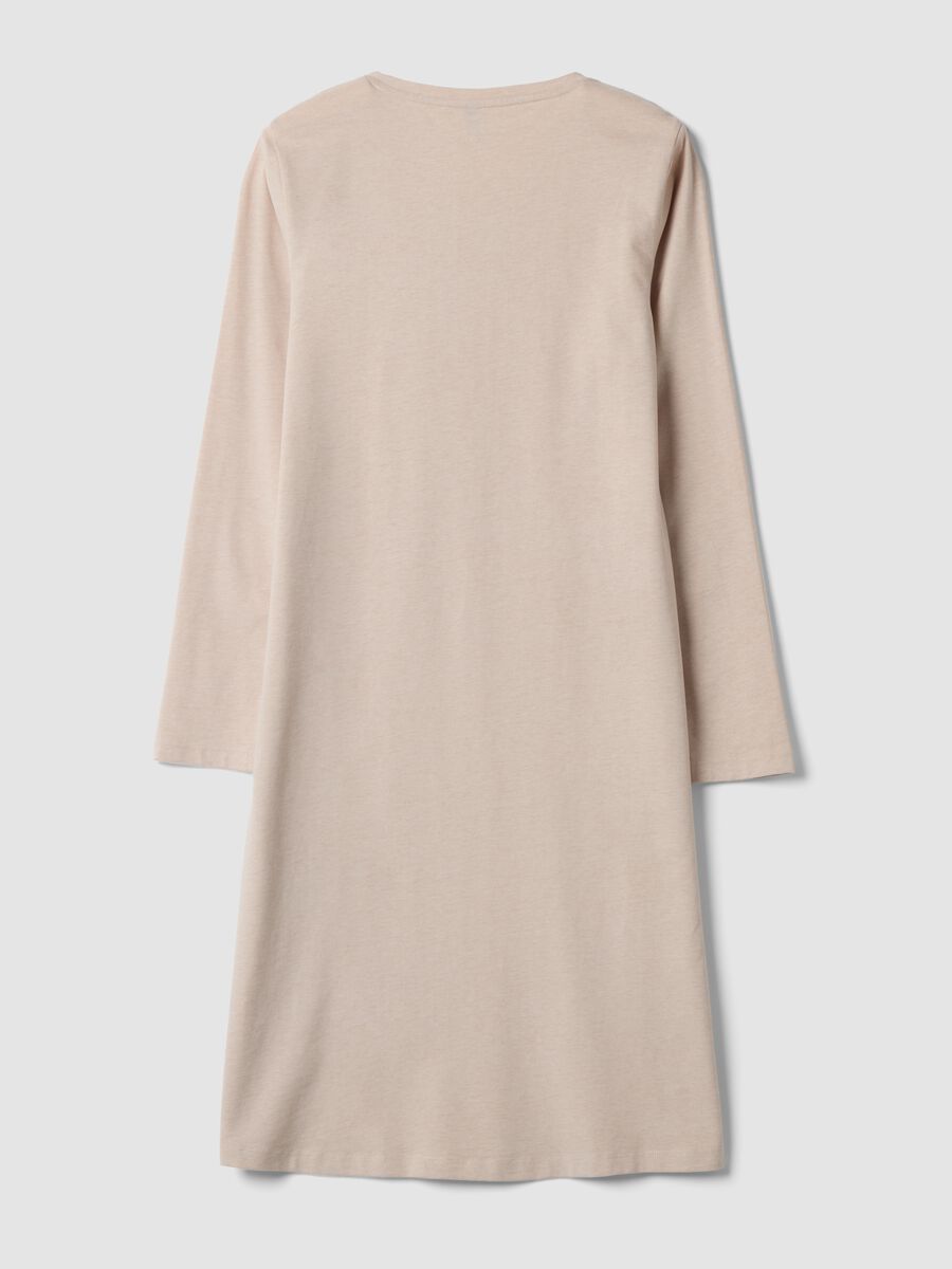 Beige organic cotton-blend nightdress with V-neck_2