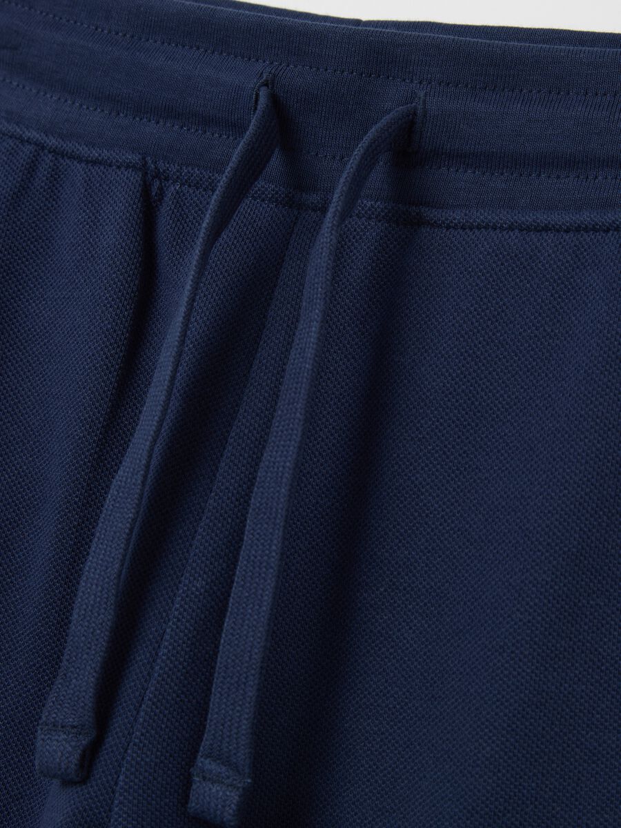 Blue shorts in cotton with drawstring_2