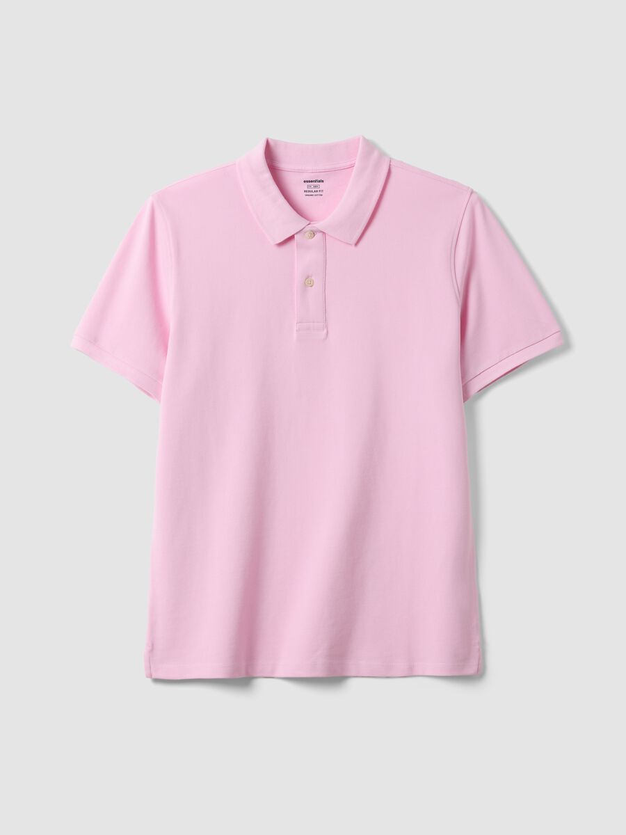 Polo rosa in puro cotone organico a maniche corte regular fit_4