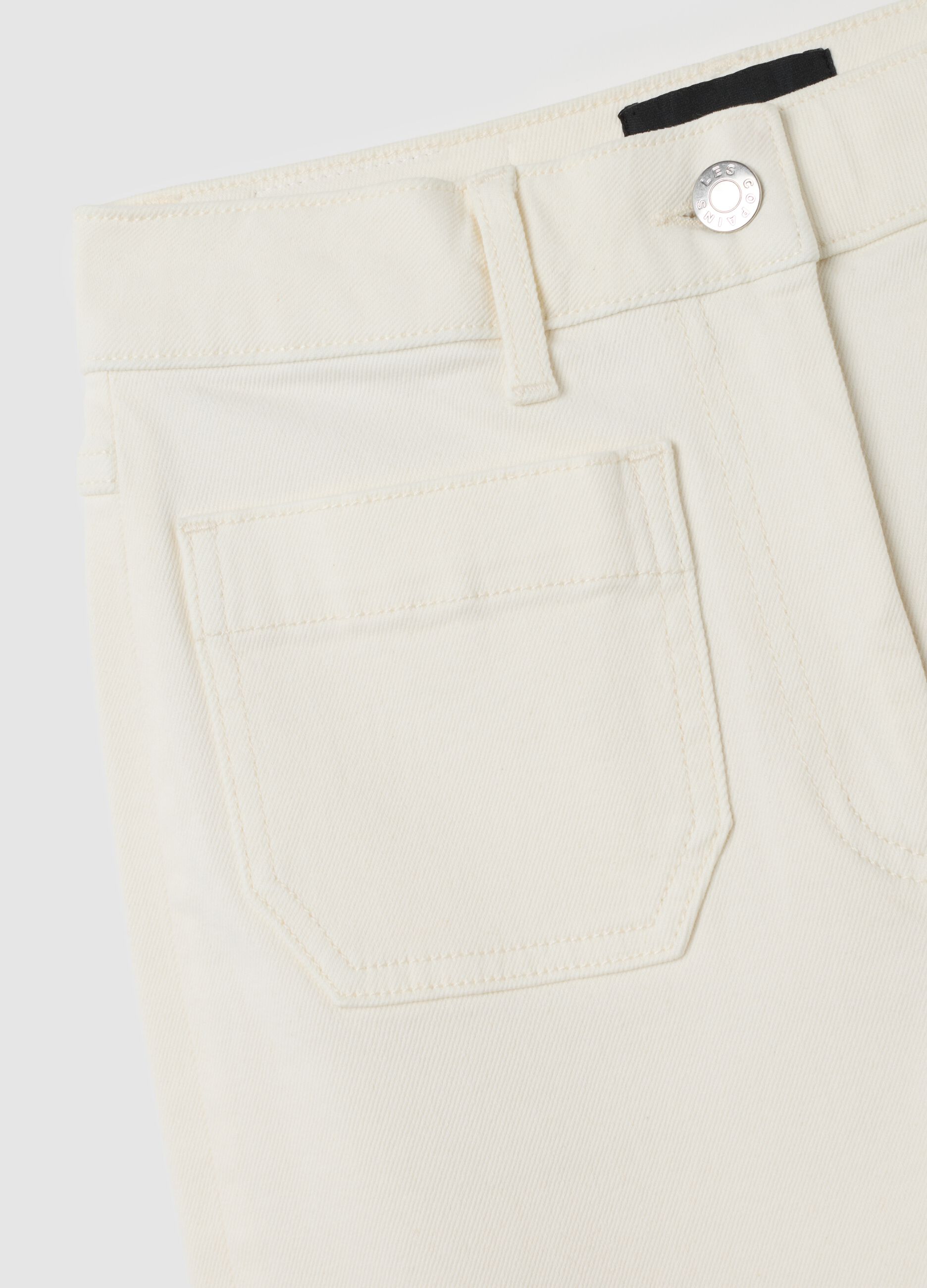 Wide Leg Beige Denim Trousers