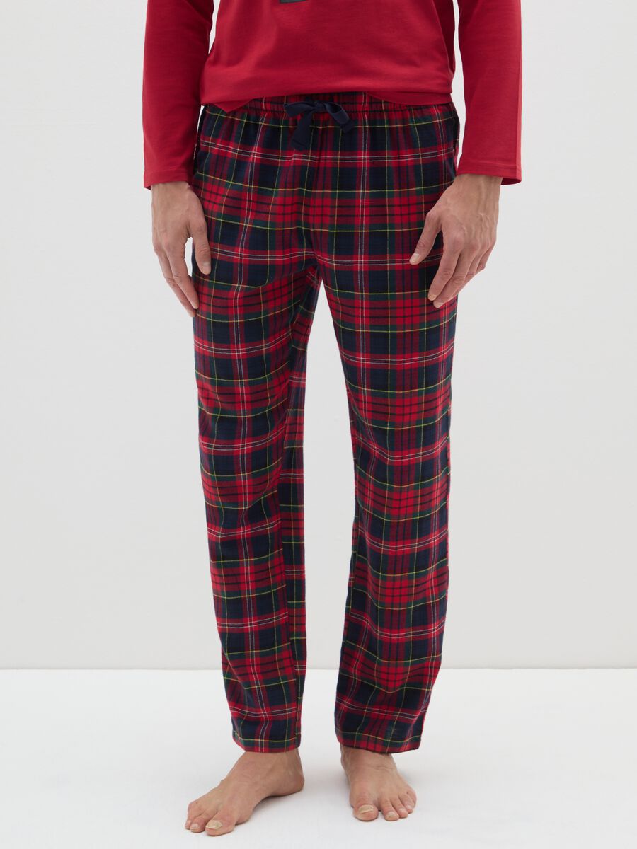 Multicoloured checked pure cotton pyjama trousers_1