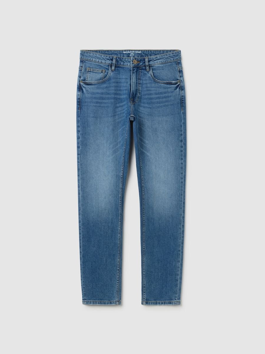 Jeans slim fit in denim blu chiaro elasticizzato_4