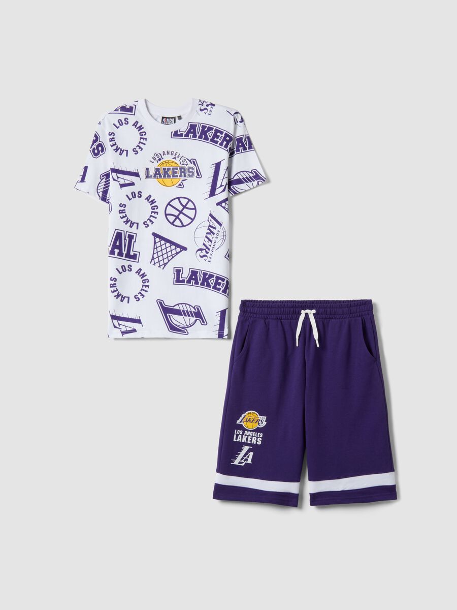 Set in puro cotone multicolor da ragazzo oversize fit Lakers_3