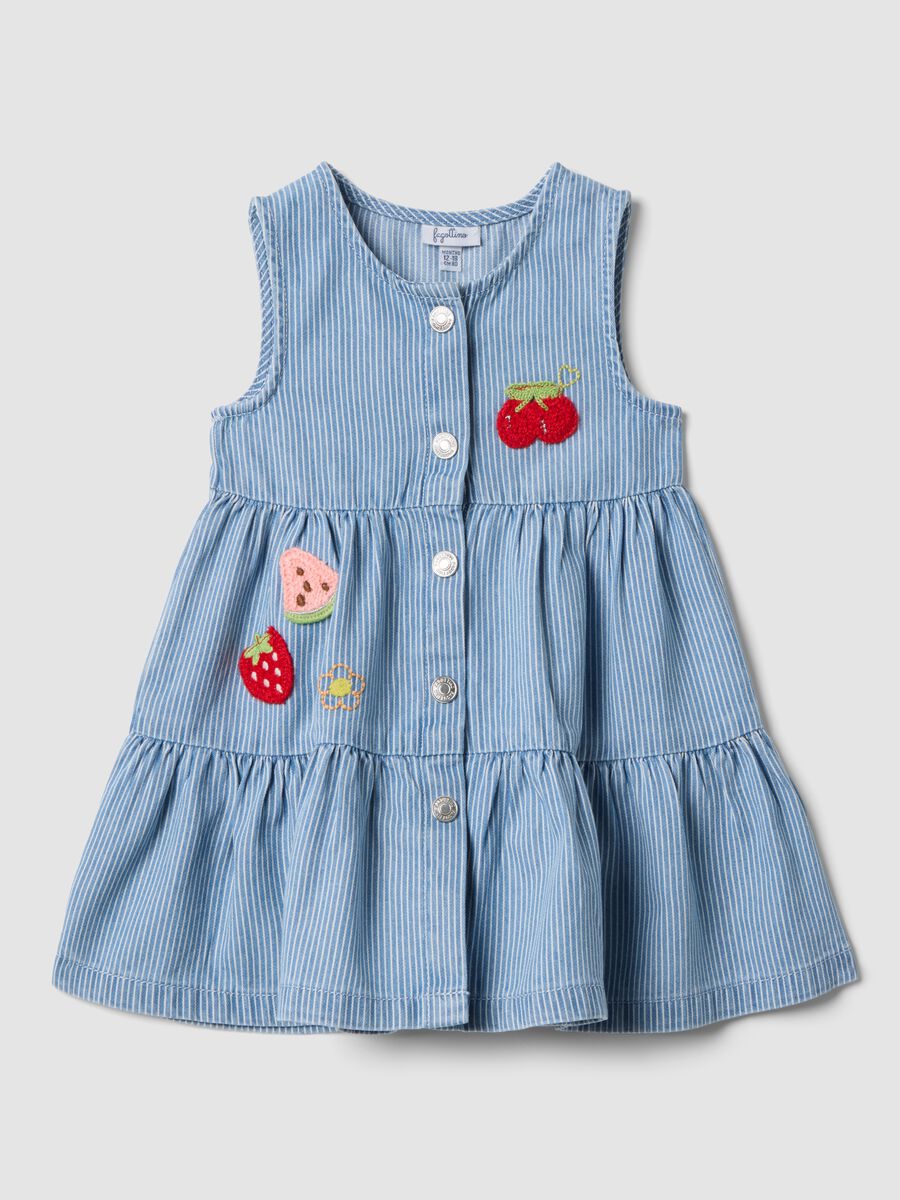Girls&rsquo; cotton and lyocell blend denim dress, regular fit_0